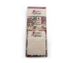 VINTAGE CHRISTMAS MAGNETIC MEMO PAD PENCIL SHOPPING LIST FRIDGE MAGNET