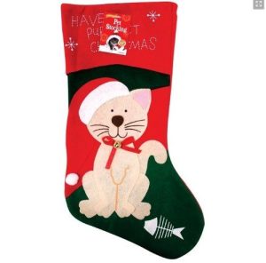 CHRISTMAS / XMAS PATCHWORK CAT STOCKING WITH MESSAGE HAVE PURRFECT CHRISTMAS ( I.E SANTA SACK IDEA
