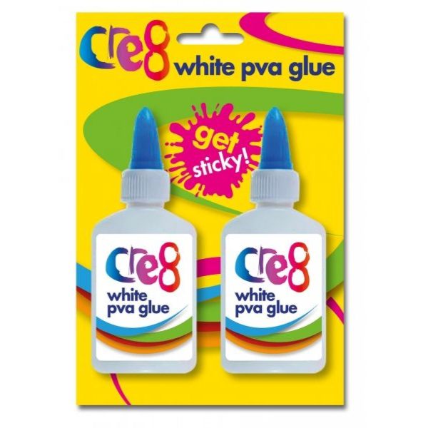 CR8 WHITE PVA GLUE 40ML PACK OF 2