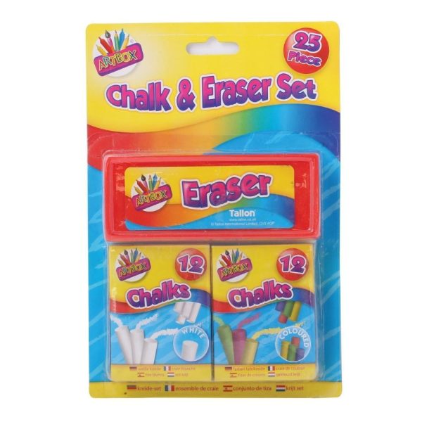 25 PCS FUN CHALK & ERASER SET