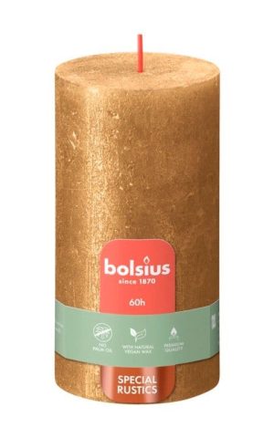 BOLSIUS PILLAR CANDLE GOLD 130MM X 68MM