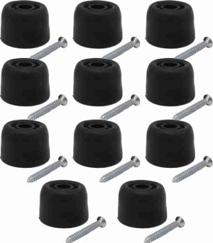 ROUND SMALL PLASTIC DOOR STOPPERS BLACK 28MM M0216