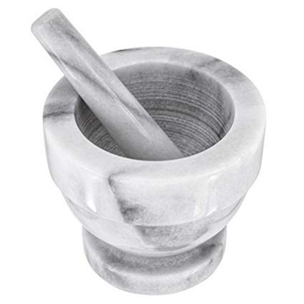 MARBLE EFFECT PESTLE AND MORTAR 11.5CM