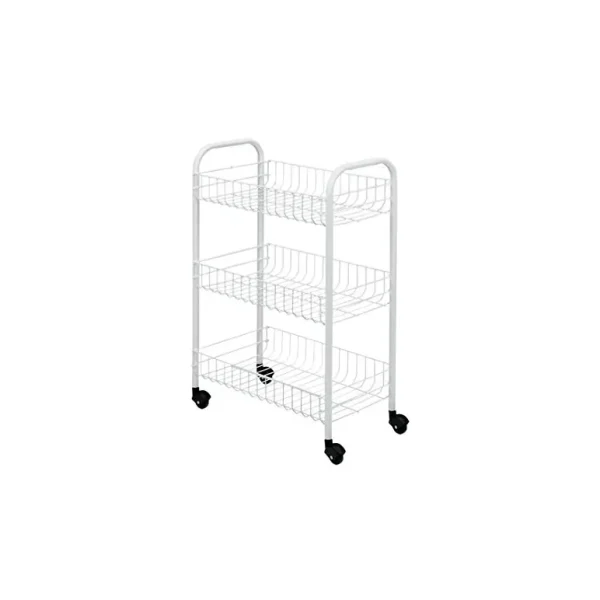 METALTEX SIENA 3 TIER ROLLING CART WHITE PLASTIC COATED