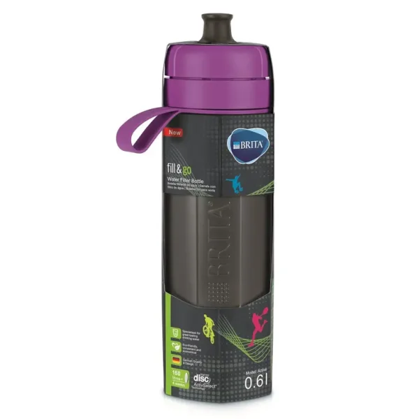 BRITA FILL & GO ACTIVE WATER FILTRATION BOTTLE 0.6L -PURPLE