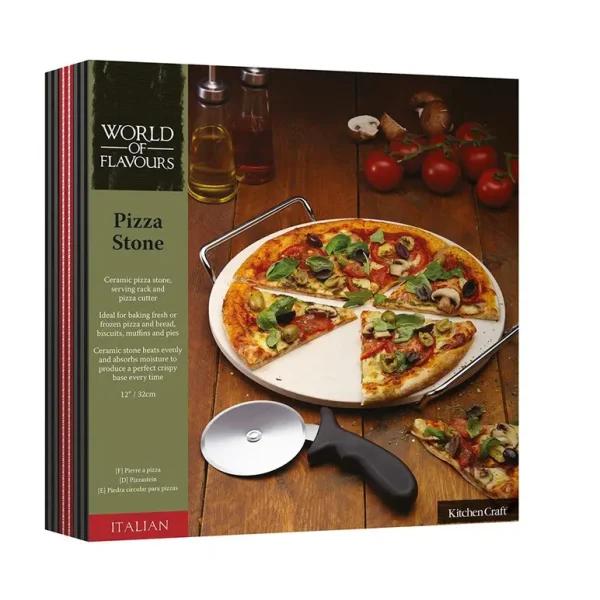 KITCHEN CRAFT ITALIAN COLLECTIONPIZZA STONE AND CUTTER 32CM