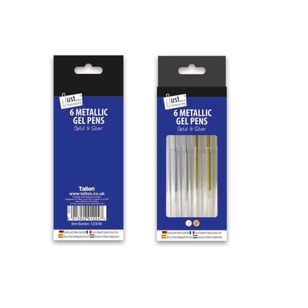 TALLON SILVER GOLD GEL INK PENS - PACK OF 6