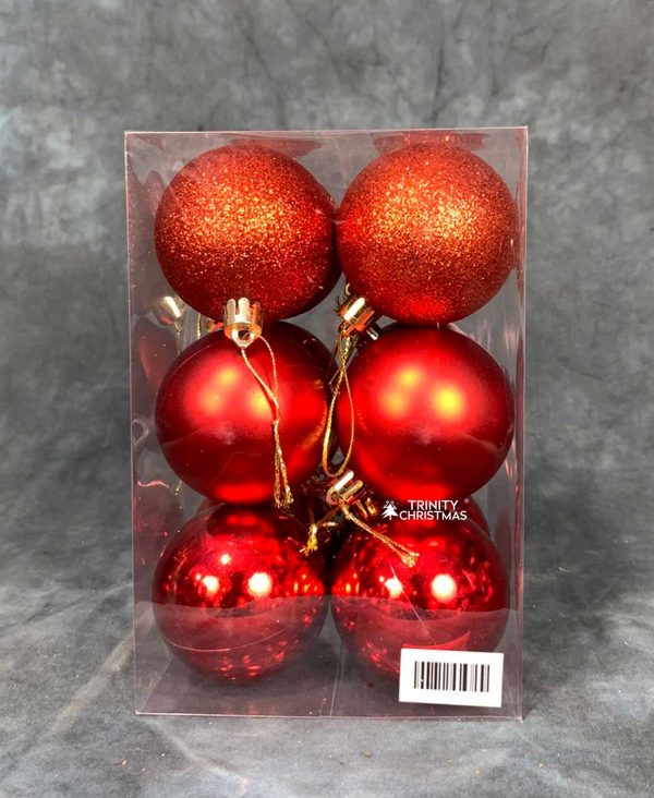 CHRISTMAS LACE BAUBLE RED 80MM