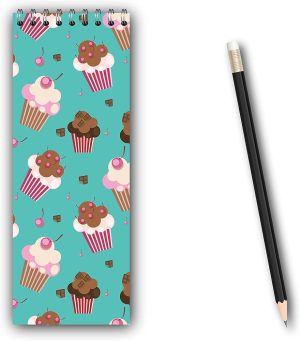 MAGNETIC NOTEPAD WITH PEN CUPCAKE DESIGN
