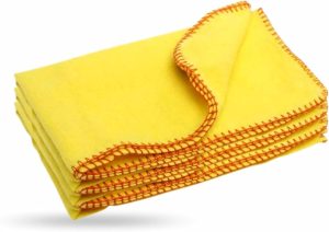 PACK OF 3 YELLOW MICROFIBRE DUSTERS DUSTING POLISHING CLEANING 30X30CM