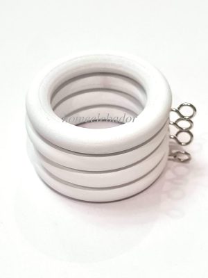 UNIVERSAL WOOD CURTAIN RINGS 28MM WHITE 4/PK