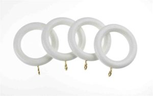UNIVERSAL WOOD CURTAIN RINGS 28MM WHITE PACK OF 4