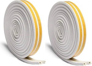 SELF ADHESIEVE EPDM RUBBER E STRIP DRAUGHT EXCLUDER TAPE 5M - WHITE
