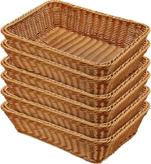 RECTANGLE WOOVEN WICKER BREAD BASKET 26X20X 7CM