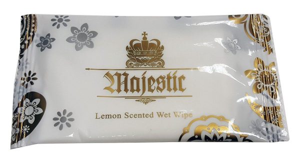 MAJESTIC INDIVIDUAL WRAP LEMON SCENTED WET WIPES