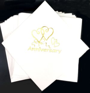 ANNIVERSARY GOLD NAPKINS 3 PLY 33CM X 33CM PACK OF 15