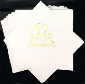 ANNIVERSARY 50 GOLD NAPKINS 33CM X 33CM
