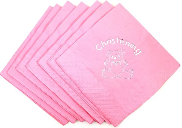 CHRISTENING PINK NAPKINS 33CM X 33CM