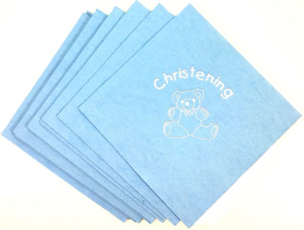 CHRISTENING BLUE NAPKINS 33CM X 33CM