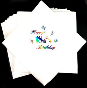 HAPPY 18 BIRTHDAY NAPKINS 33CM X 33CM