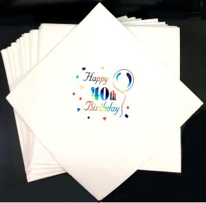 HAPPY 40 BIRTHDAY NAPKINS 33CM X 33CM