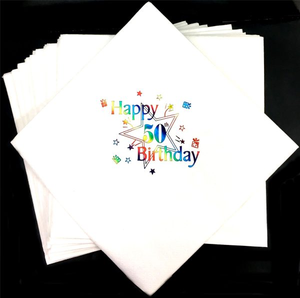 HAPPY 50 BIRTHDAY NAPKINS 33CM X 33CM