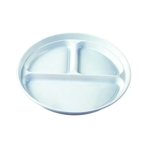 100 DISPOSABLE PLASTIC MEAL PLATES 21.9CM