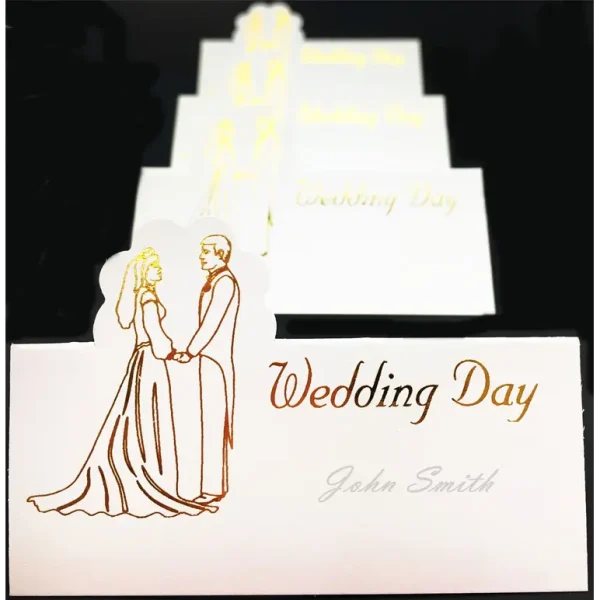 10 WEDDING DAY GOLD LETTERS PLACE CARDS