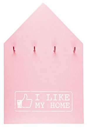 WOODEN KEY HOLDER PINK / GREY I LIKE MY HOME