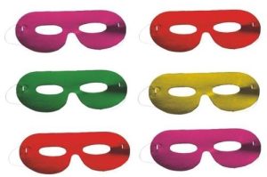 6 ASSORTED COLOURS METALLIC FACE MASK