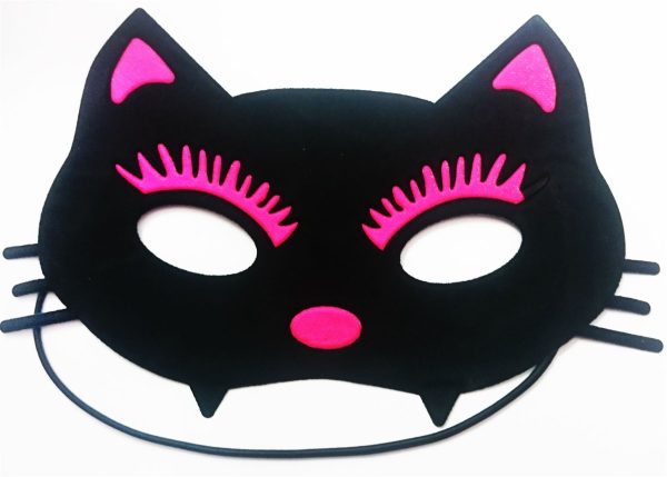 BLACK PINK CAT PARTY EYE MASK FANCY DRESS HALLOWEEN MAN HEN GIRL COSTUME