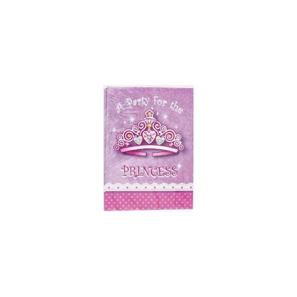 PACK OF 8 PRINCESS INVITATIONS WITH ENVELOPES