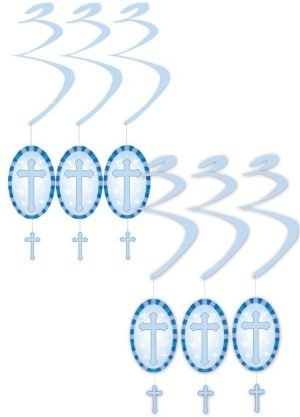 6 CROSS HANGING SWIRL BLUE