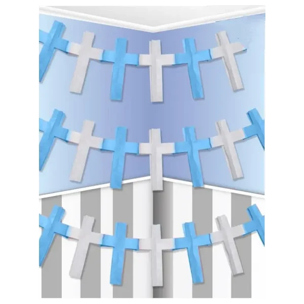 PAPER CROSS GARLAND BLUE