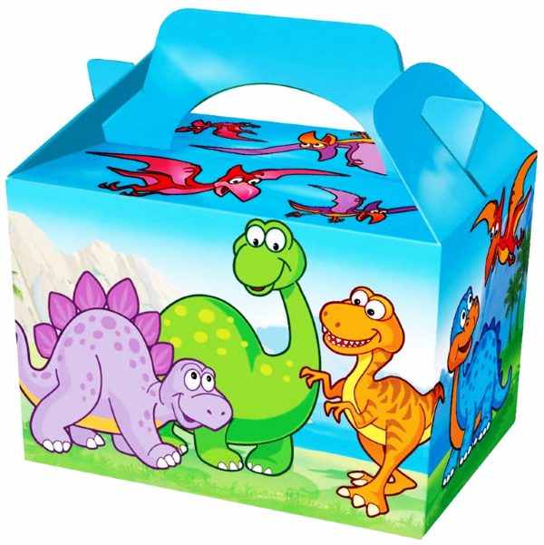 PACK OF 6 DINOSAUR DINO KID CHILDRENS PLAIN ACTIVITY FOOD BOX LOOT