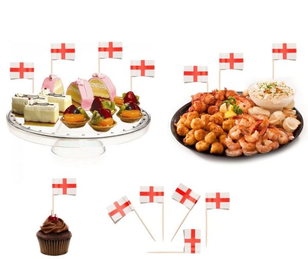 ENGLAND ST GEORGES FLAG FOOD PICKS 100