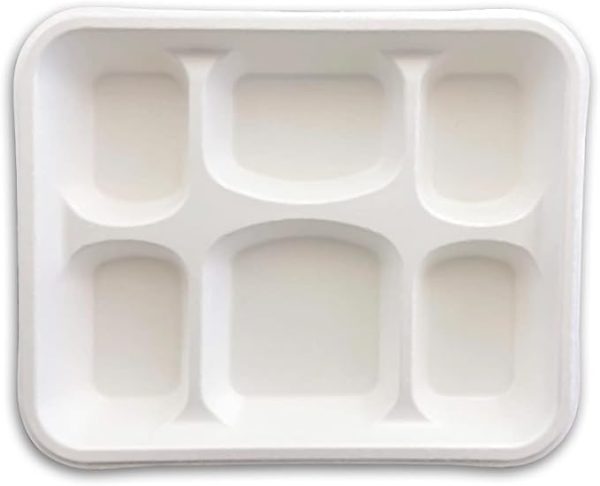 6 COMPARTMENT PLASTIC DISPOSABLE DINNER PLATES PACK OF 25