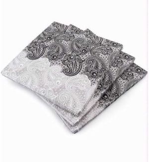 PPS NAPKINS 3 PLY 33CM X 33CM PACK OF 20 - BLACK & WHITE PAISLEY