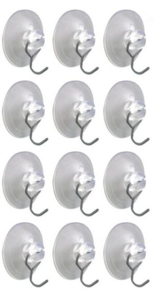 12 SUCTION HOOKS METAL CLEAR