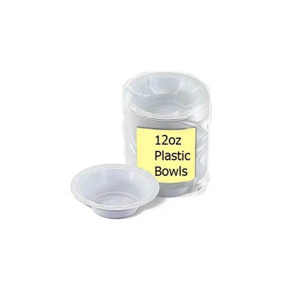 PLASTIC DISPOSABLE PARTY BOWLS 12OZ PACK OF 100