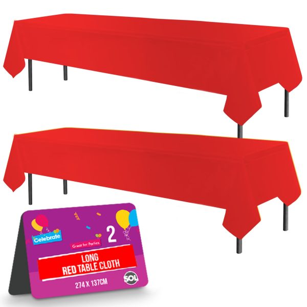 PPS REUSABLE PLASTIC TABLECOVERS 137CM X 137CM PACK OF 2 - RED