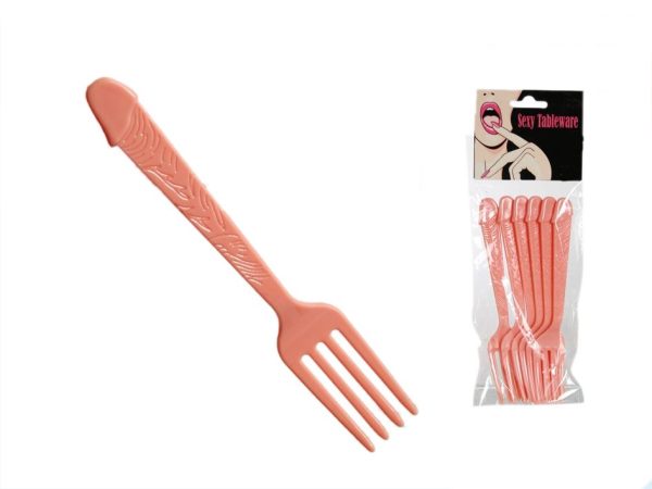 SET OF 6 WILLY PLASTIC FORKS IDEAL FOR HEN PARTY