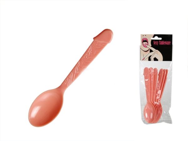 SET OF 6 WILLY PLASTIC SPOONS IDEAL FOR HEN PARTY