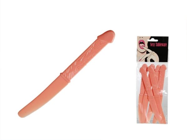 SET OF 6 WILLY PLASTIC KNIVES IDEAL FOR HEN PARTY