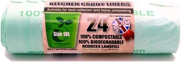 ECO BAG COMPOSTABLE BIODEGRADABLE CADDY BIN BAG 10 LTR 24/PK