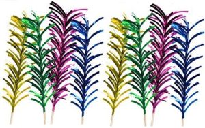 16 ASSORTED COLOUR WOODEN PARTY STICK WITH GLITTER STRIPS