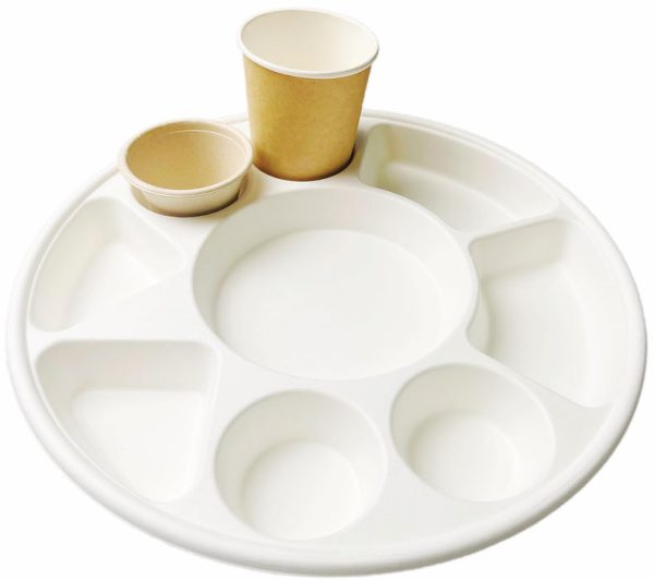 BIODEGRADABLE 9 COMPARTMENT PARTY PLATES PACK OF 25