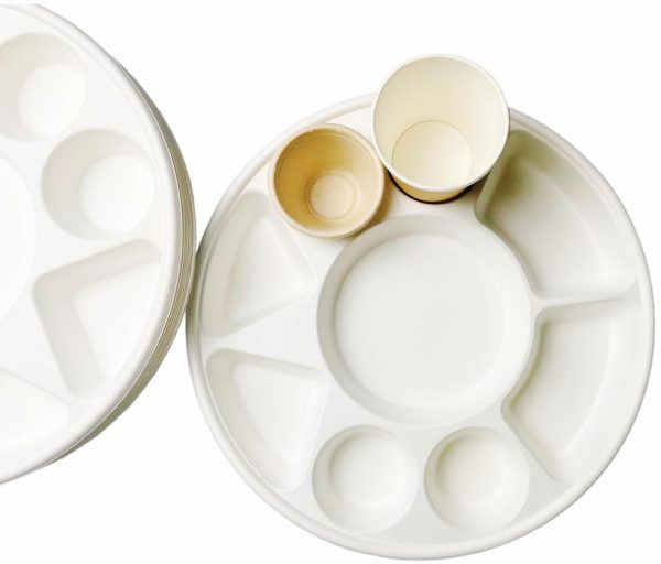 BIODEGRADABLE 9 COMPARTMENT PARTY PLATES PACK OF 25