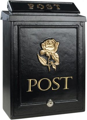 ARBORIA METAL MAIL LETTER BOX / POST BOX - BLACK