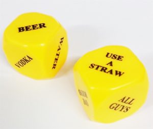 DRINK DICE WITH ENGLISH SLOGAN